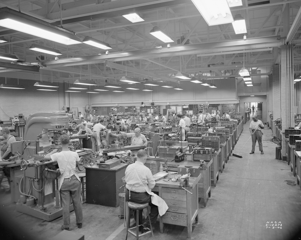 Space History Photo: Aircraft Machine Shop in 1946